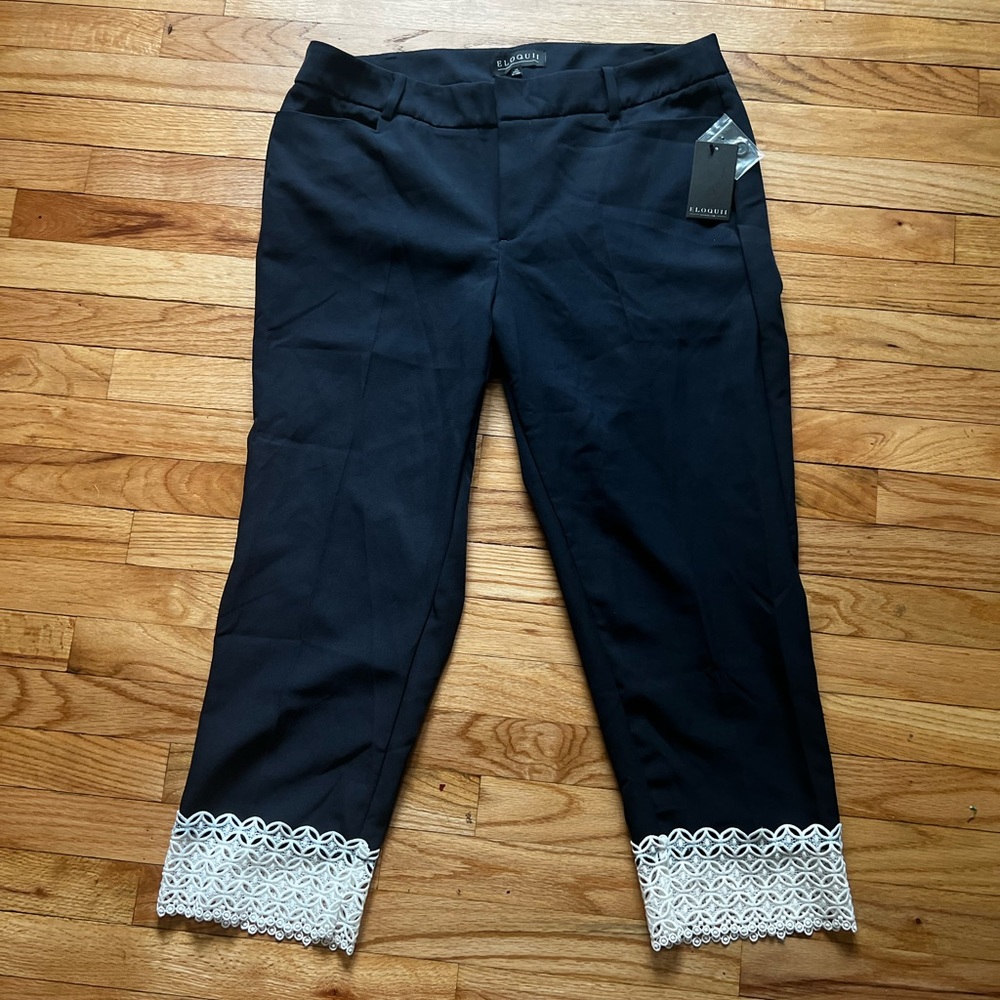 Eloquii Kady Pant with Lace Cuff Detail